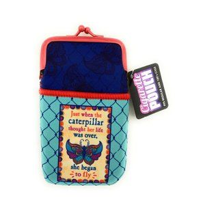 Butterfly Design Neoprene Cigarette Pouch with Snap Clasp Closure